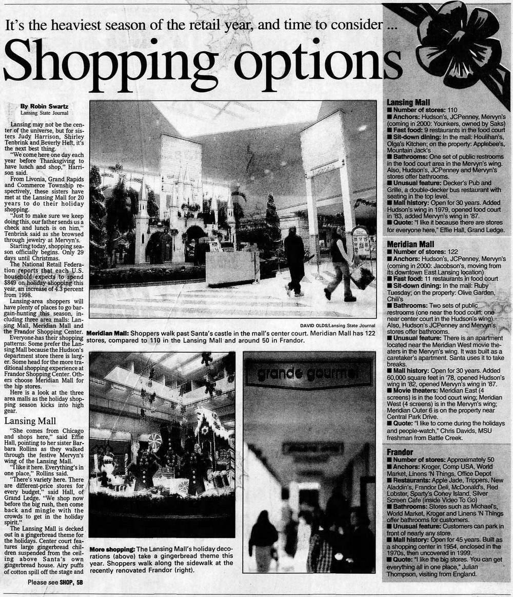 Meridian Mall - 1999 ARTICLE ON LANSING AREA MALLS